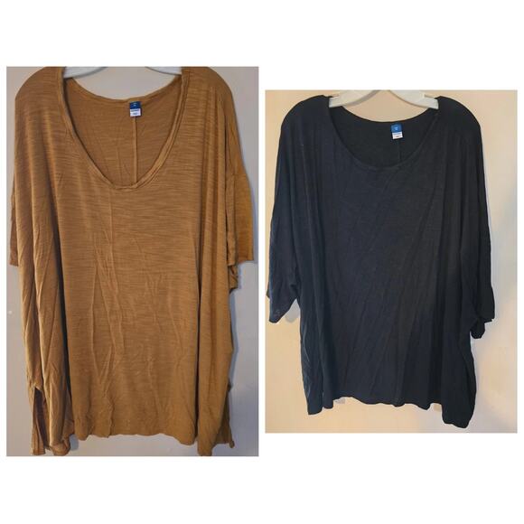 Old Navy Womans Plus Size 4X Shirt Lot Burnout Short Sleeve Brown Black Casual - Picture 1 of 9